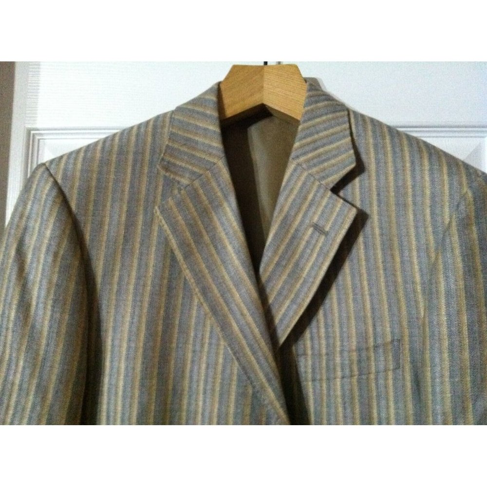 IBIZA MEN'S MULTICOLOR 52%LINEN 48%WOOL DOUBLE VENTED SPORT JACKET BLAZER SZ:40R
